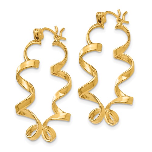 14k yellow gold twisted spiral hoop earrings