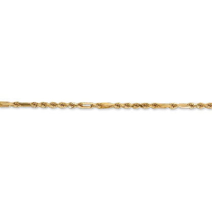 14k yellow gold 2.25mm diamond cut milano rope bracelet anklet necklace pendant chain