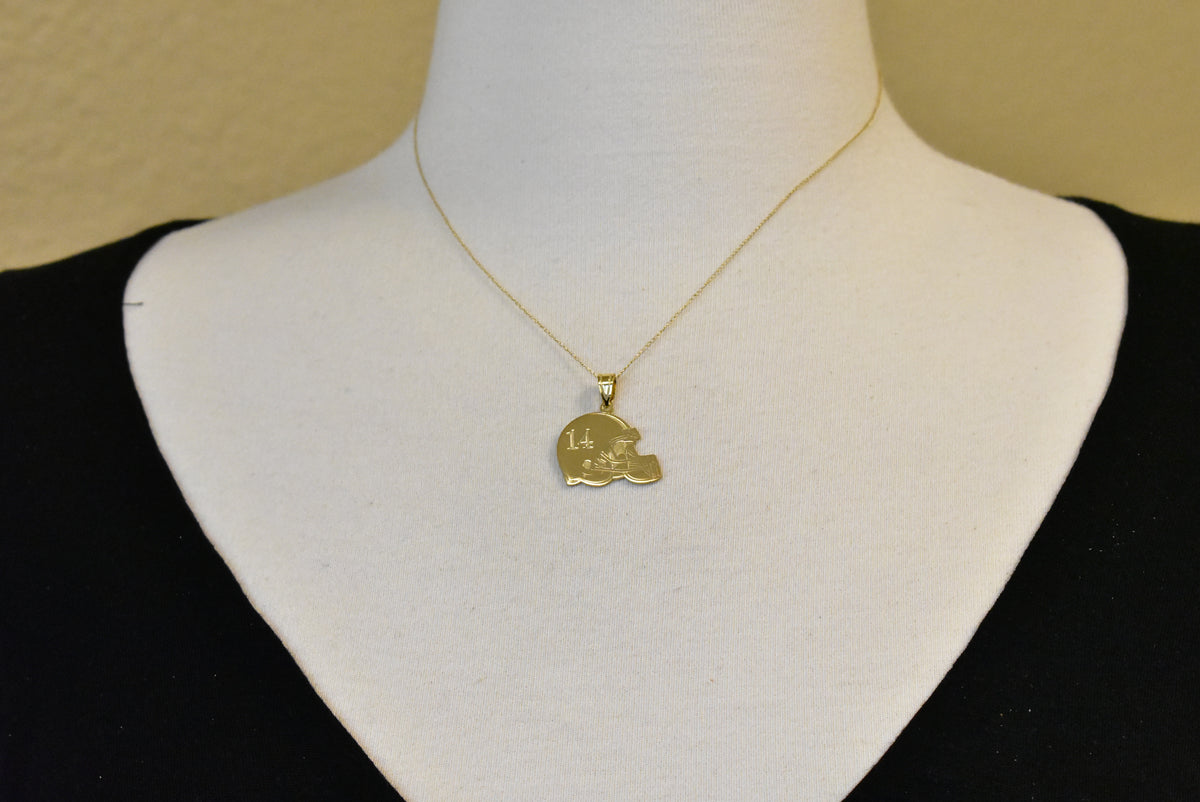 14k 10k gold sterling silver football helmet personalized pendant