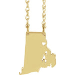 Load image into Gallery viewer, 14k Gold 10k Gold Silver Rhode Island RI State Map Necklace Heart Personalized City
