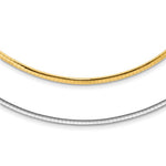 Load image into Gallery viewer, 14K Yellow White Gold Two Tone 3mm Reversible Domed Omega Necklace Choker Pendant Chain 16 or 18 inches with 2 inch Extender
