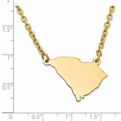14k gold or sterling silver south carolina sc state name necklace personalized monogram