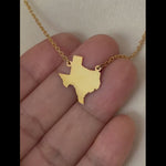 Load and play video in Gallery viewer, 14K Gold or Sterling Silver Texas TX State Name Necklace Personalized Monogram
