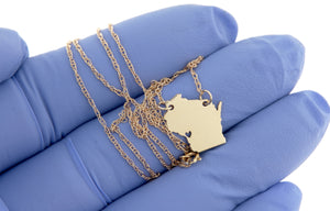 14k Gold 10k Gold Silver Wisconsin WI State Map Necklace Heart Personalized City