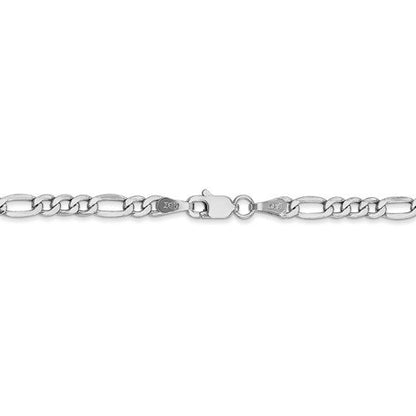 14k white gold 3.5mm lightweight figaro bracelet anklet choker necklace pendant chain