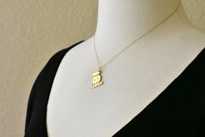 14k 10k yellow white gold sterling silver stacked number name pendant charm custom made personalized