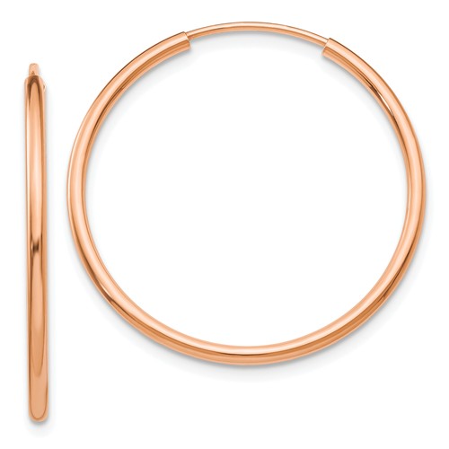 14k rose gold classic endless round hoop earrings 27mm x 1.5mm