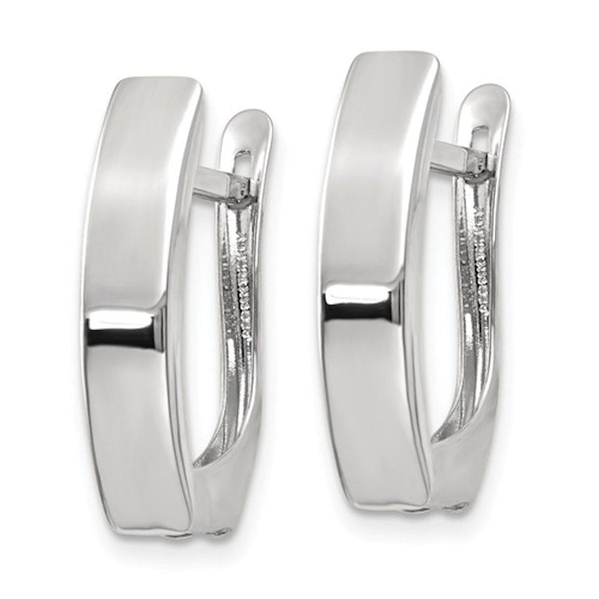 14k white gold classic huggie hinged hoop earrings 19mm x 12mm x 4mm