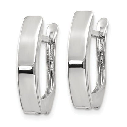 14k white gold classic huggie hinged hoop earrings 19mm x 12mm x 4mm