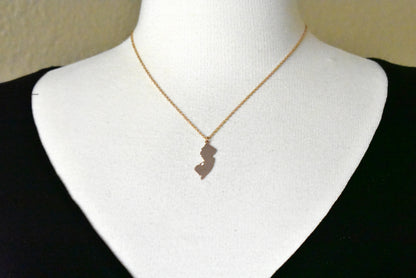 14k 10k yellow rose white gold diamond silver new jersey nj state map personalized city necklace