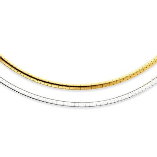 sterling silver gold plated reversible 3mm domed omega cubetto necklace chain lobster clasp