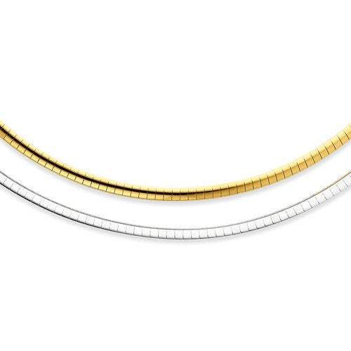 sterling silver gold plated reversible 4mm domed omega cubetto necklace chain lobster clasp