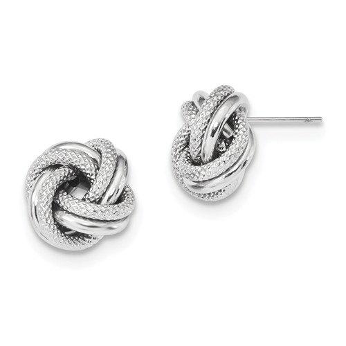 14k white gold 12mm classic love knot earrings post stud earrings