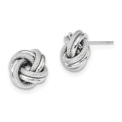 14k white gold 12mm classic love knot earrings post stud earrings