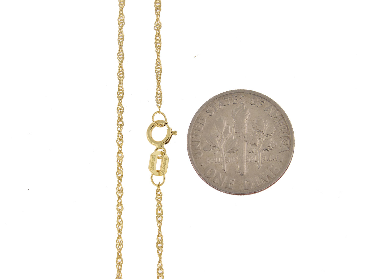 10k yellow gold 1.10mm singapore twisted bracelet anklet choker pendant necklace chain