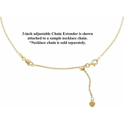 14k yellow rose white gold or sterling silver cable chain extender adjustable up to 3 inches with lobster clasp
