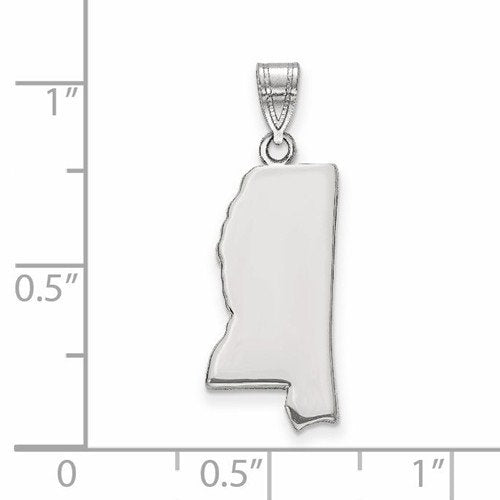 14k gold or sterling silver mississippi ms state map pendant charm personalized monogram