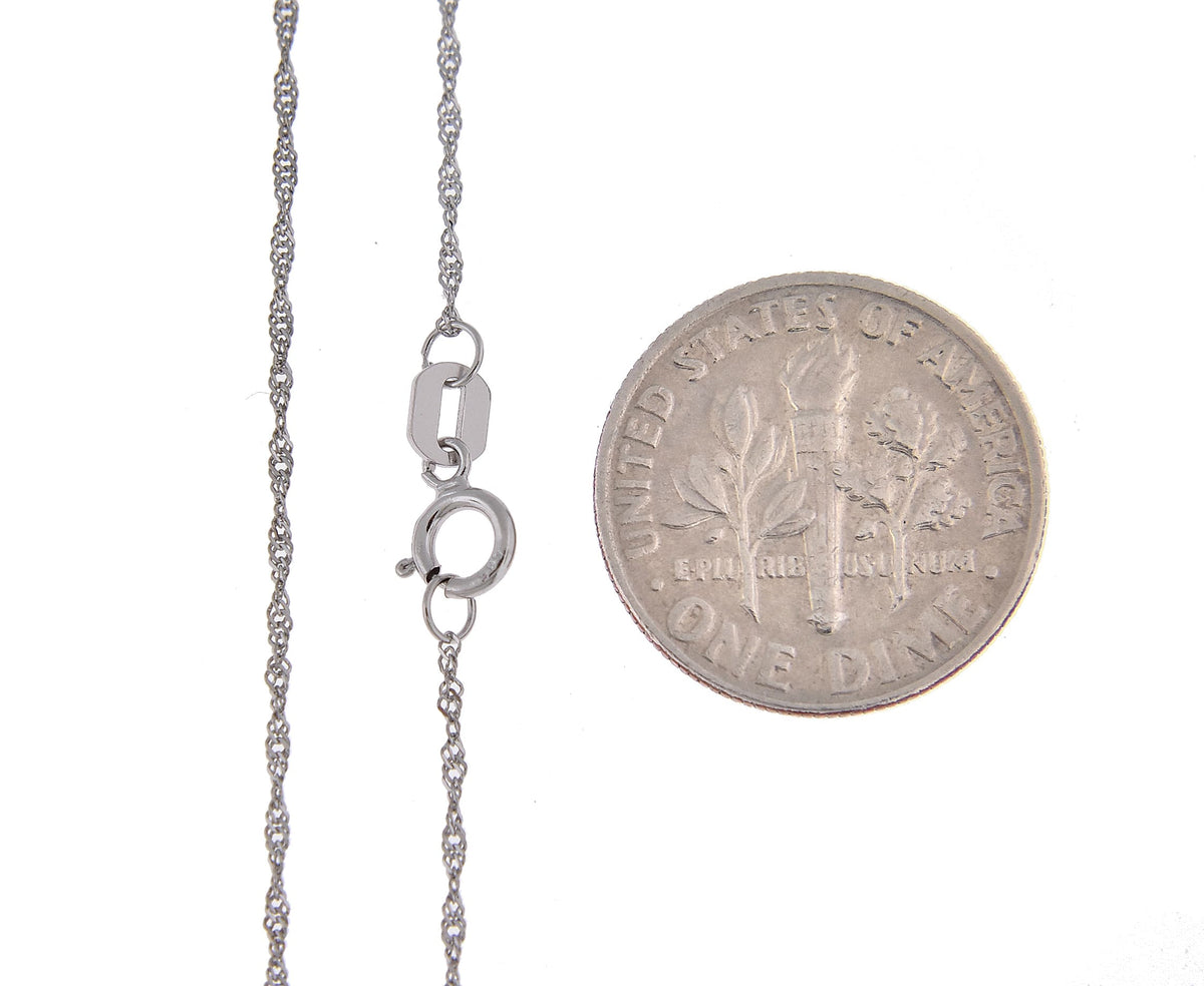 14k white gold 1mm singapore twisted bracelet anklet necklace choker pendant chain