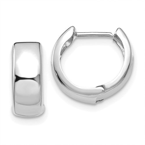 14k white gold classic huggie hinged hoop earrings 12mm x 5mm