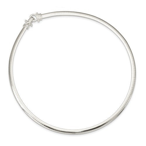 Sterling Silver 4.5mm Polished Domed Omega Cubetto Necklace Chain Fold Over Catch Clasp 16 inches