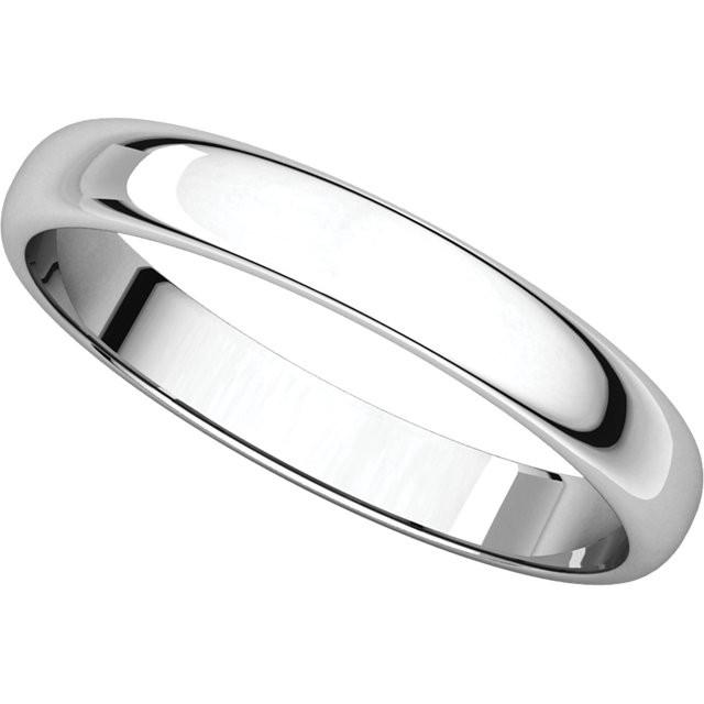 14k white gold 3mm wedding anniversary promise ring band half round light