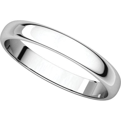 14k white gold 3mm wedding anniversary promise ring band half round light