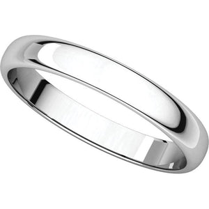 14k White Gold 3mm Wedding Anniversary Promise Ring Band Half Round Light