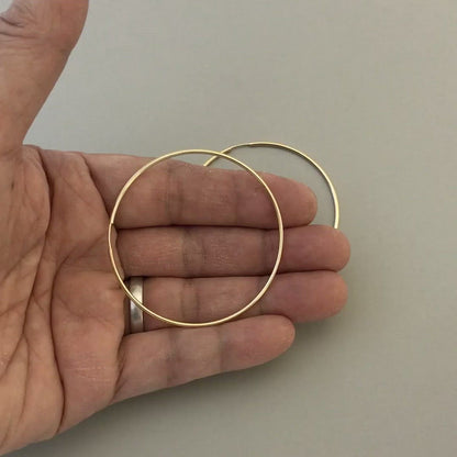 14k Yellow Gold Large Classic Endless Round Hoop Earrings 55mm x 1.5mm
