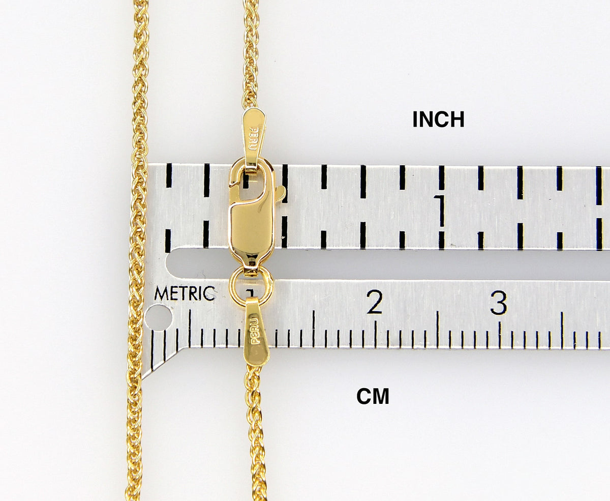 10k yellow gold 1.25mm spiga bracelet anklet choker necklace pendant chain lobster clasp
