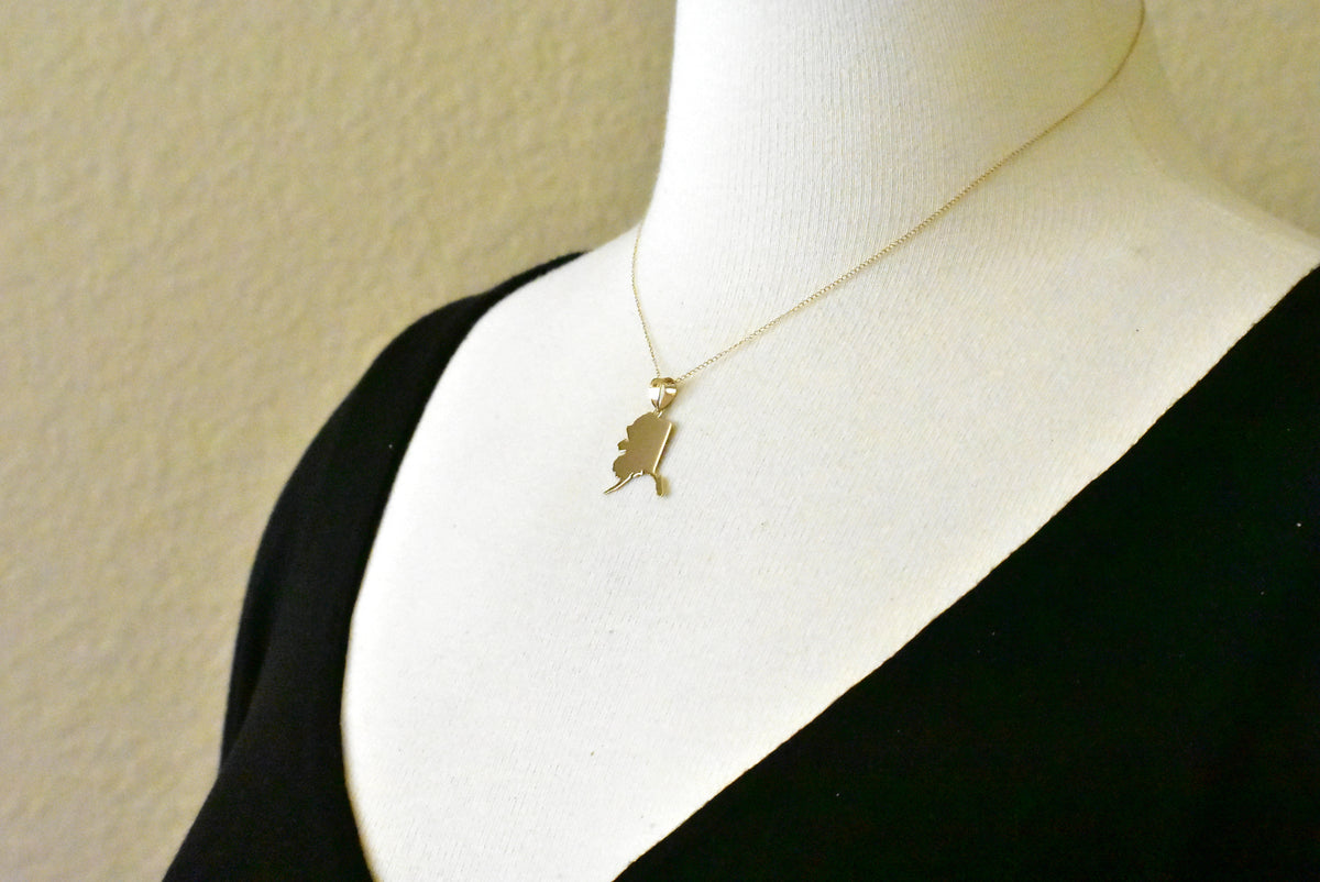 14k gold or sterling silver alaska ak state pendant charm personalized monogram