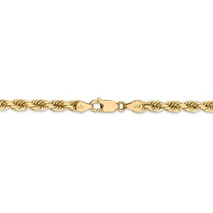 14k solid yellow gold 4.5mm diamond cut rope bracelet anklet choker necklace pendant chain