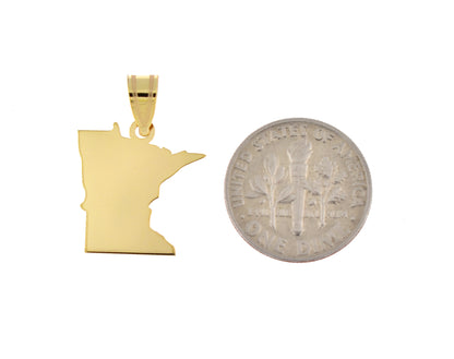 14k gold or sterling silver minnesota mn state map pendant charm personalized monogram