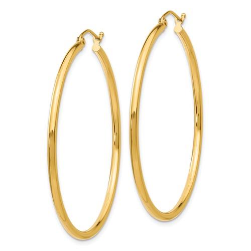 14k yellow gold classic round hoop earrings 44mmx2mm