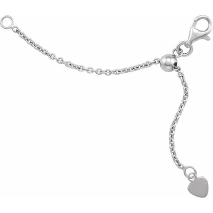 14k yellow rose white gold or sterling silver cable chain extender adjustable up to 3 inches with lobster clasp