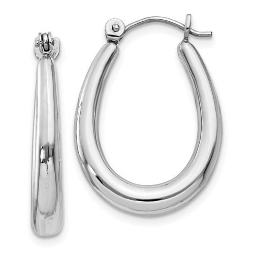 14k white gold fancy classic hoop earrings 17mm