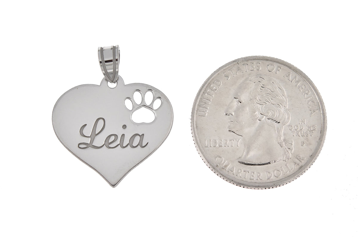 14k 10k yellow rose white gold or sterling silver paw print cut out personalized pendant charm