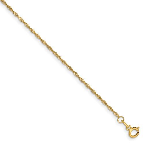 14k yellow gold 1.10mm singapore twisted bracelet anklet necklace choker pendant chain