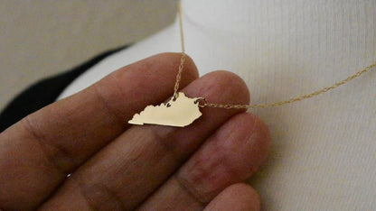 14k Gold 10k Gold Silver Kentucky State Map Necklace Heart Personalized City