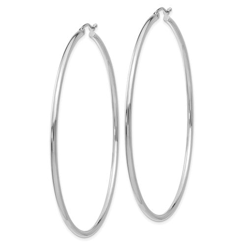 14k white gold large classic round hoop earrings 66mm x 2.5mm