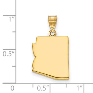 14K Gold or Sterling Silver Arizona AZ State Pendant Charm Personalized Monogram