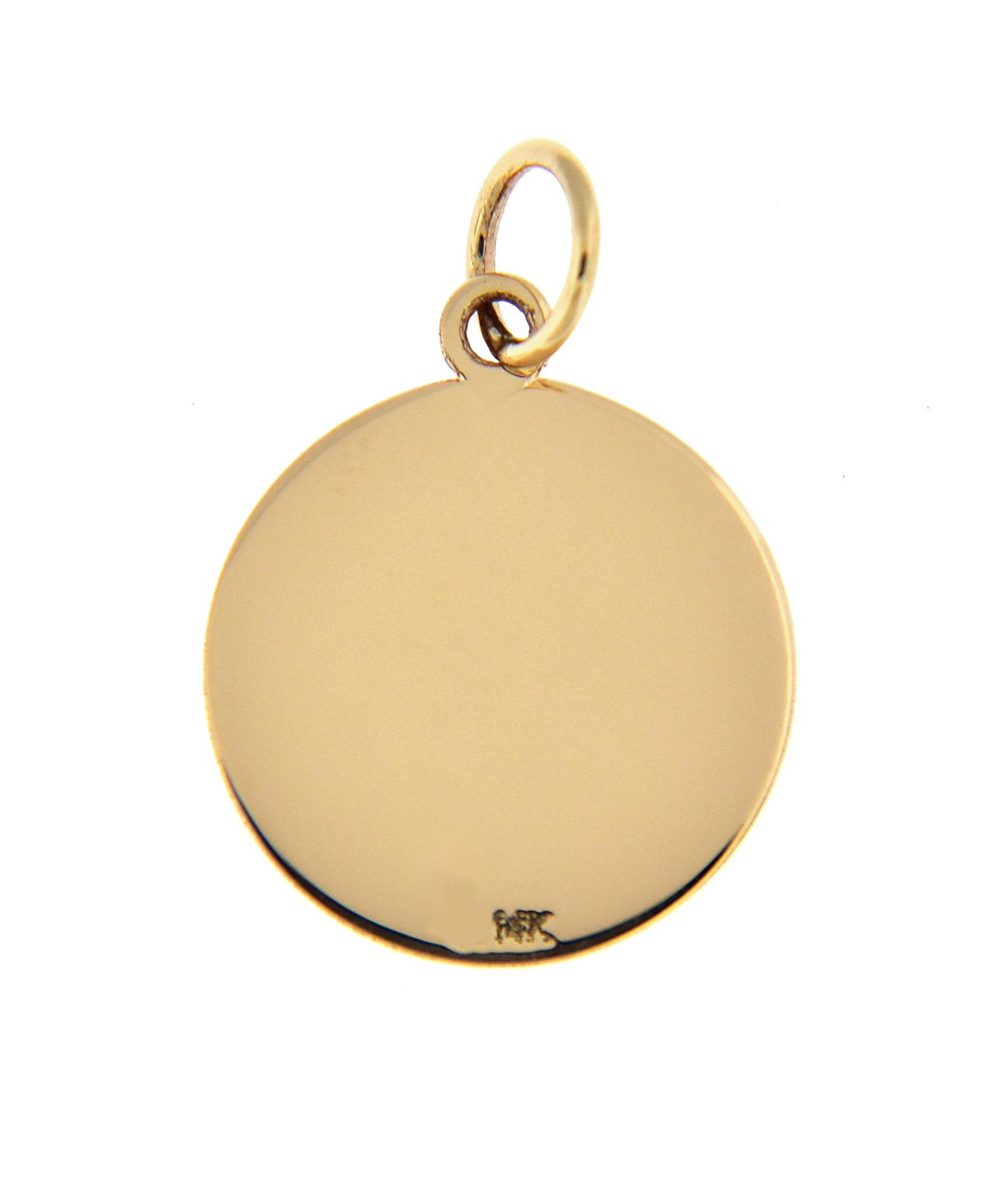 14K Yellow Gold 14mm Round Disc Pendant Charm Letter Initial Engraved Personalized Monogram