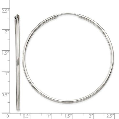 sterling silver 2 inch round endless hoop earrings 53mm x 2mm