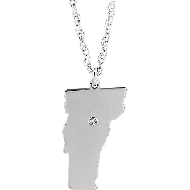 14k gold 10k gold silver vermont vt state map diamond personalized city necklace