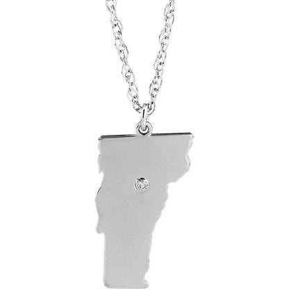 14k gold 10k gold silver vermont vt state map diamond personalized city necklace