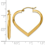 Load image into Gallery viewer, 14K Yellow Gold Heart Hoop Earrings 29mm x 3mm
