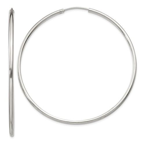 sterling silver 2.24 inch round endless hoop earrings 57mm x 2mm