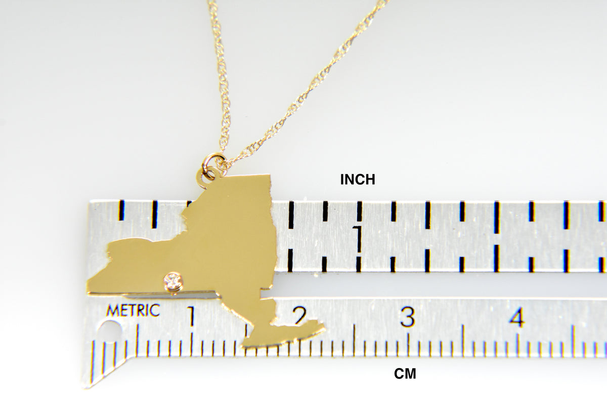 14k 10k yellow rose white gold diamond silver new york ny state map personalized city necklace