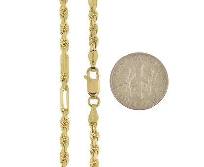 14k yellow gold 3mm diamond cut milano rope bracelet anklet necklace pendant chain