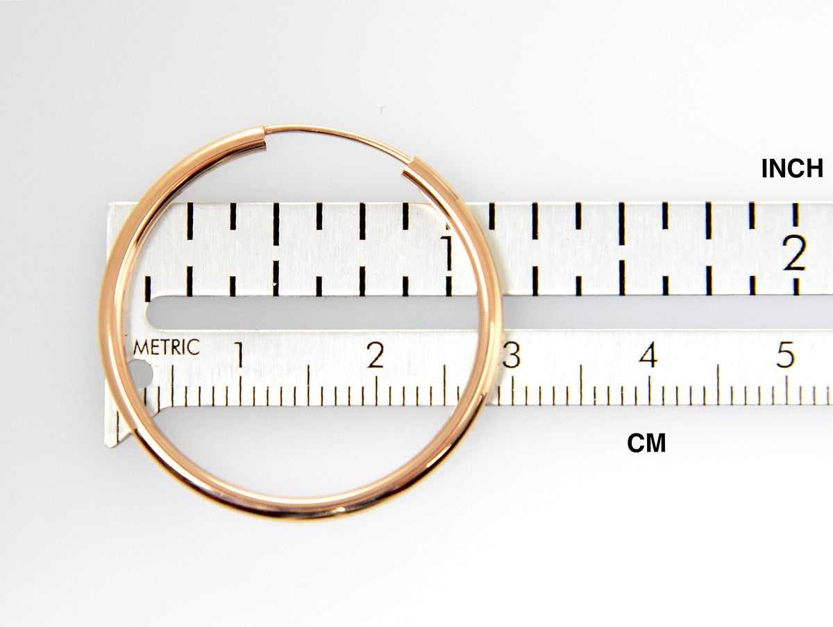 14k rose gold classic endless round hoop earrings 28mm x 2mm