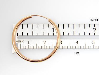 14k rose gold classic endless round hoop earrings 28mm x 2mm